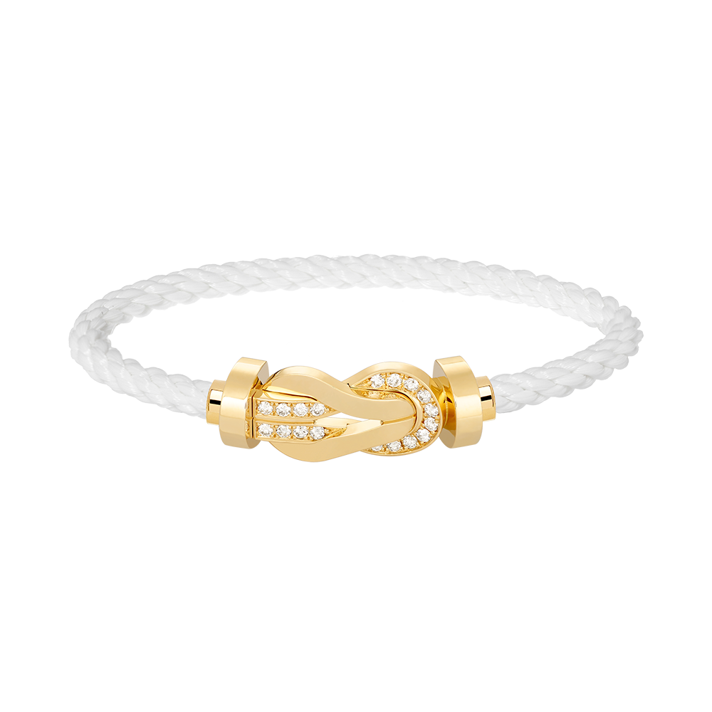[baslovejewels]CHANCE LARGE 8 FIGURE BUCKLE HALF DIAMOND BRACELET GOLD