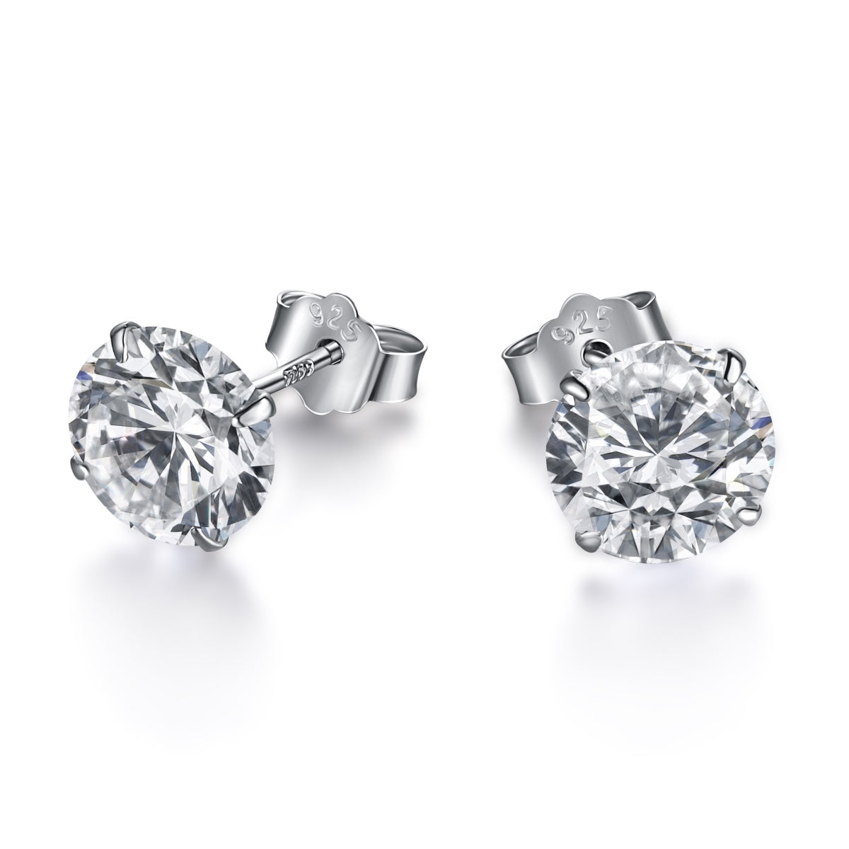 [baslovejewels]Stylish Shiny Round Center Stone Stud Earrings