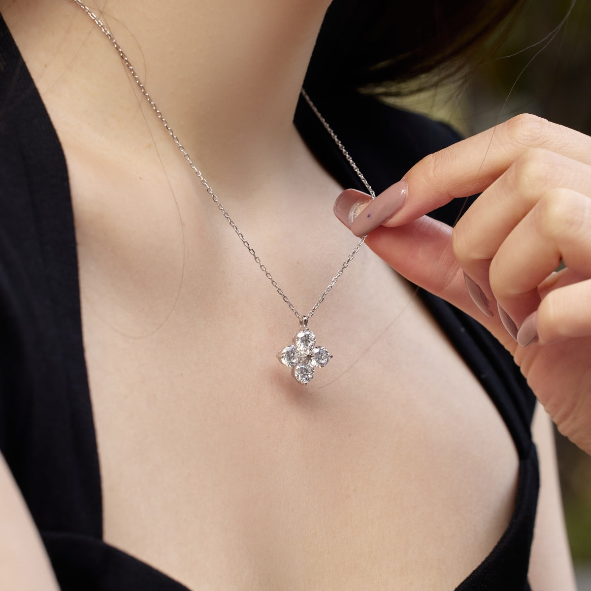 [baslovejewels]Four-Leaf Clover And Eight-Pointed Star Necklace