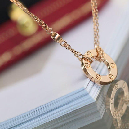 [baslovejewels]LOVE NECKLACE ADJUSTABLE ROSE GOLD 2 DIAMOND
