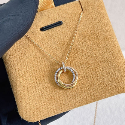 [baslovejewels]TRINITY NECKLACE SILVER GOLD PINK GOLD DIAMONDS