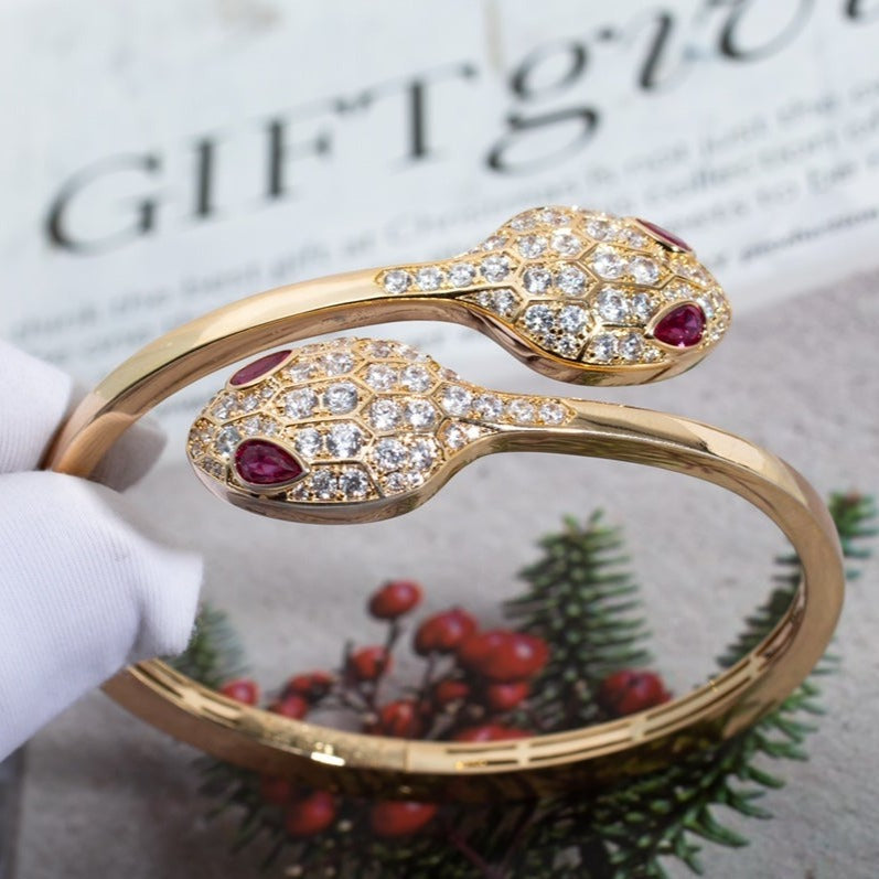 [baslovejewels]SERPENTI BRACELET PINK GOLD DIAMOND DOUBLE SNAKE