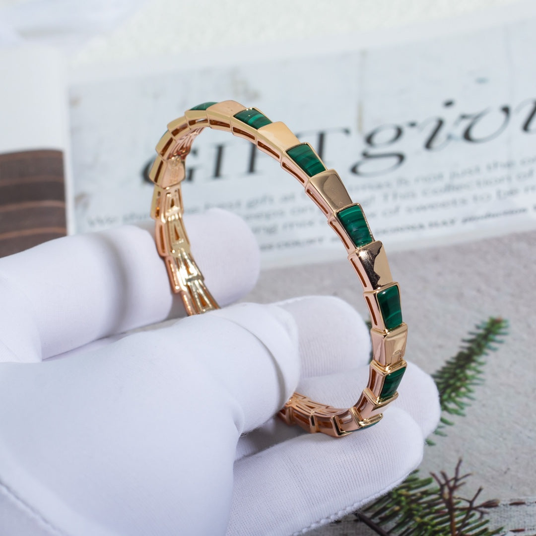 [baslovejewels]SERPENTI BRACELET PINK GOLD MALACHITE