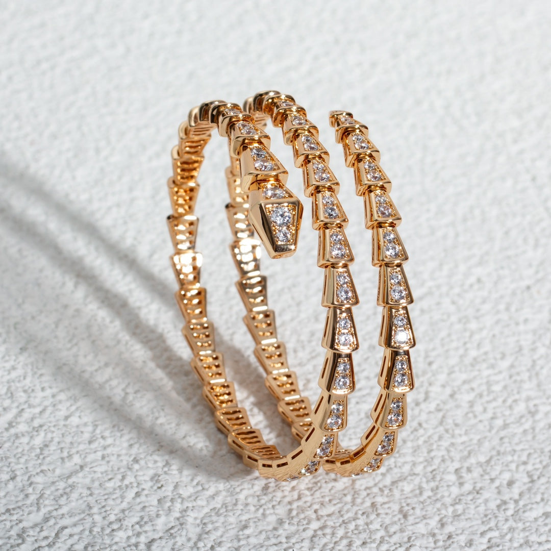 [baslovejewels]SERPENTI BRACELET PINK GOLD DIAMOND DOUBLE ROW