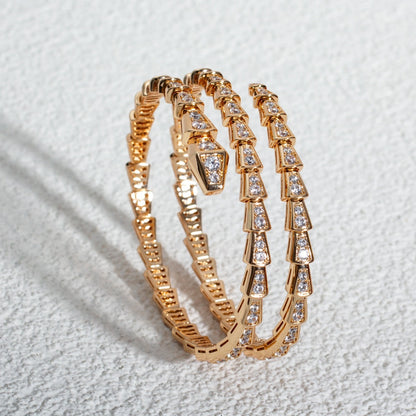 [baslovejewels]SERPENTI BRACELET PINK GOLD DIAMOND DOUBLE ROW