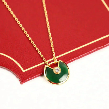 [baslovejewels]AMULETTE GOLD MALACHITE NECKLACE