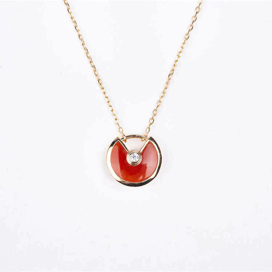 [baslovejewels]AMULETTE GOLD CARNELIAN ONYX NECKLACE
