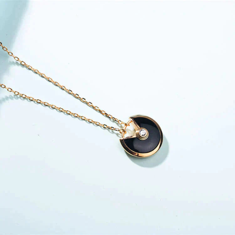 [baslovejewels]AMULETTE GOLD CARNELIAN ONYX NECKLACE