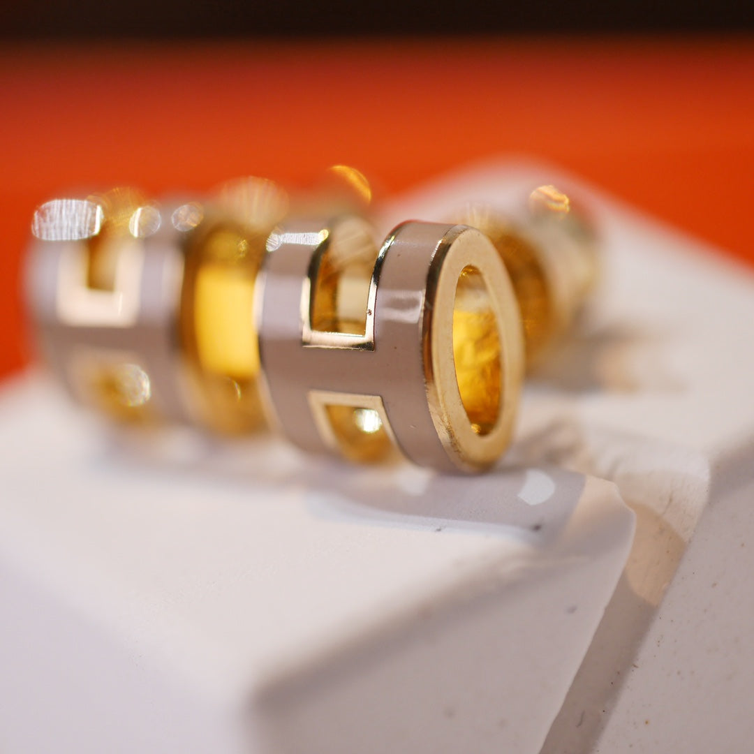 [baslovejewels]MINI POP H GOLD EARRINGS GREY