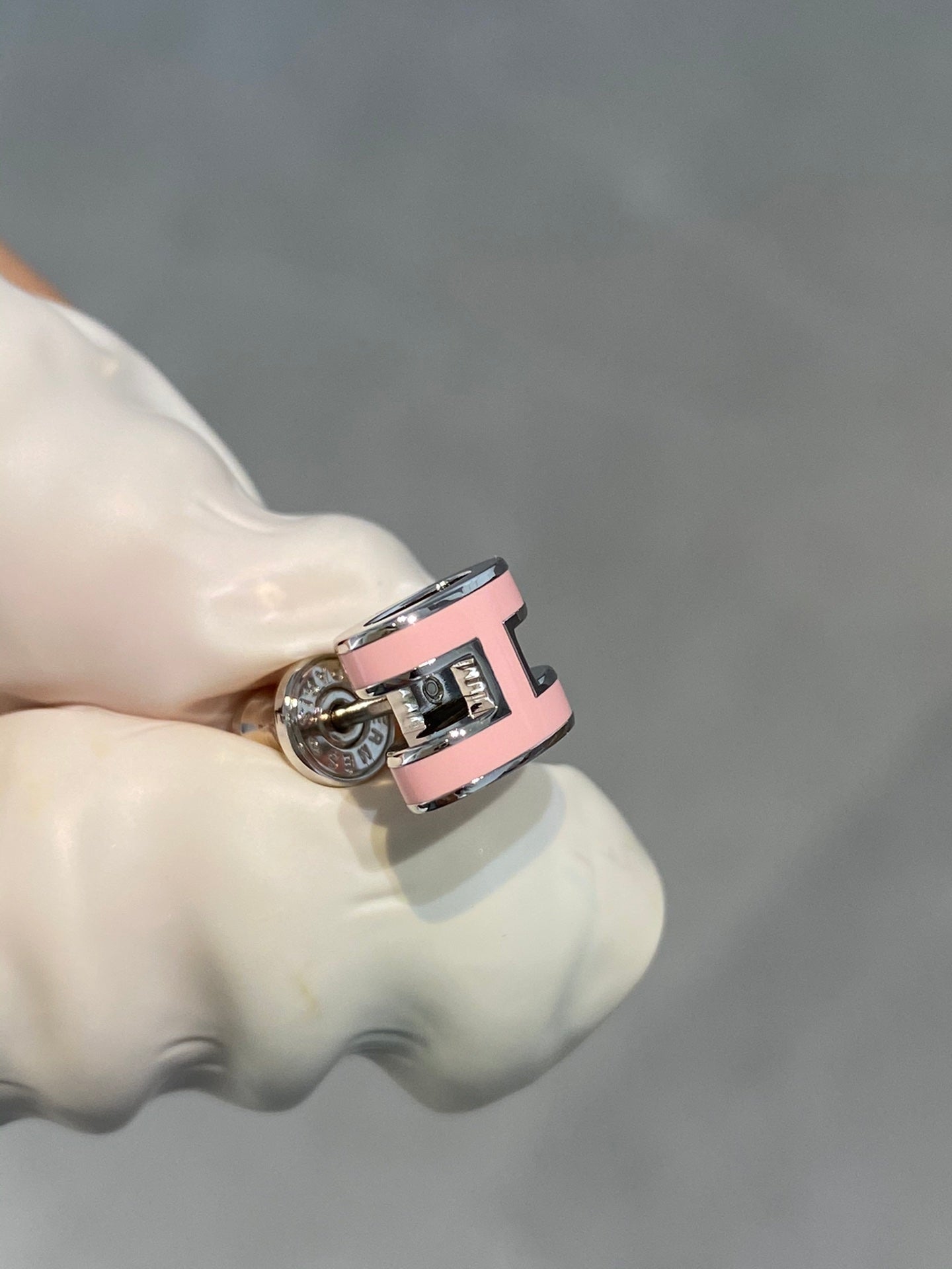 [baslovejewels]MINI POP H SILVER EARRINGS PINK