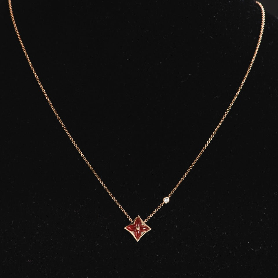 [baslovejewels]STAR NECKLACE PINK GOLD 1 DIAMOND
