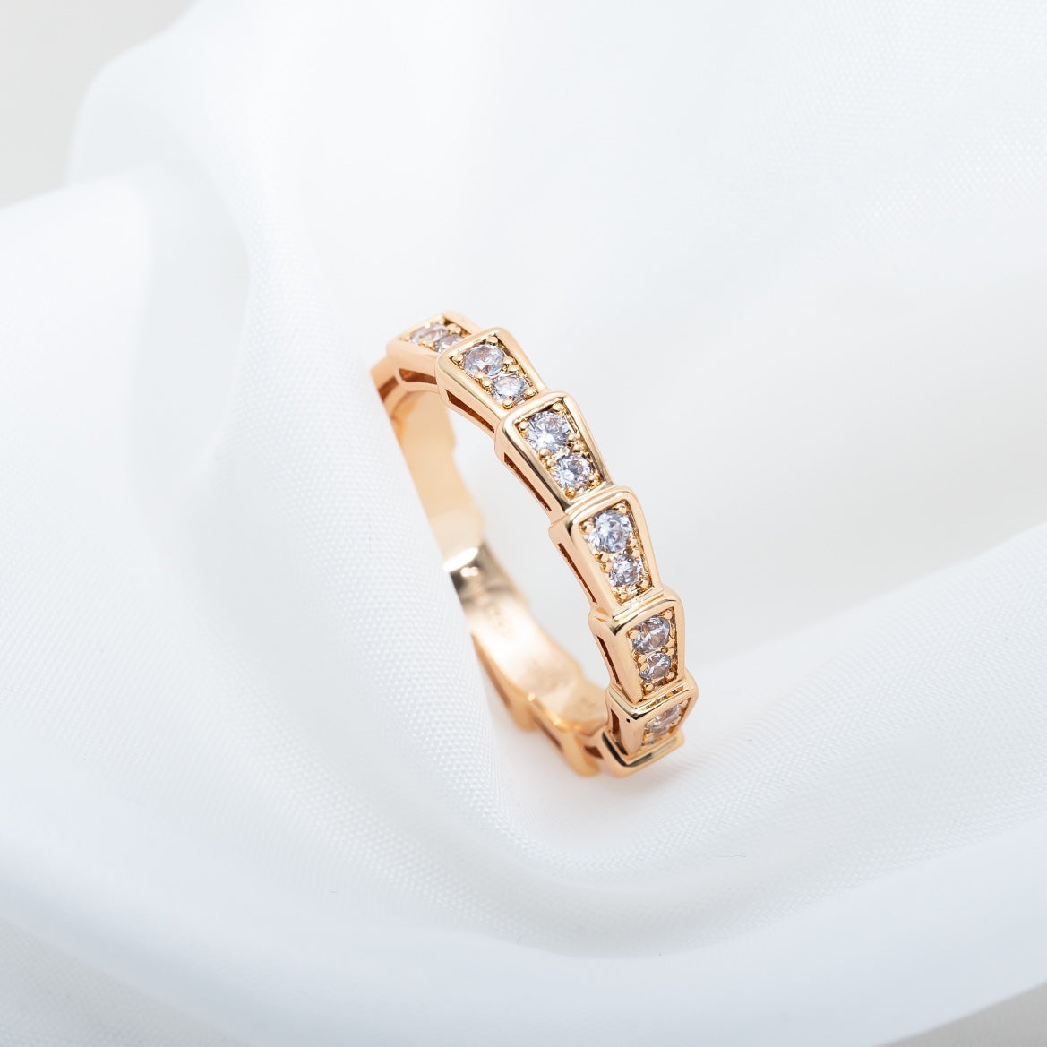 [baslovejewels]SERPENTI RING PINK GOLD DIAMOND PAVED 3MM