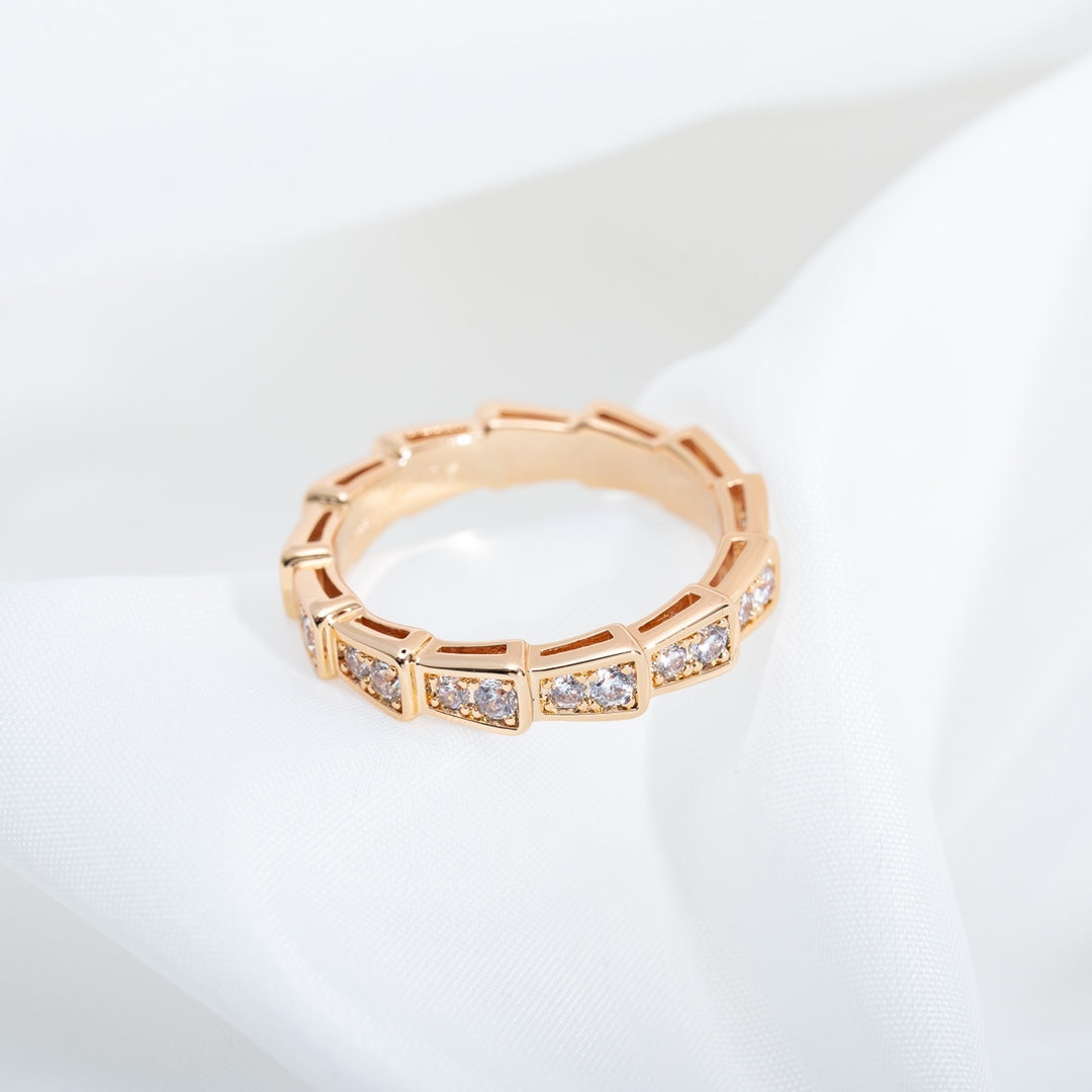 [baslovejewels]SERPENTI RING PINK GOLD DIAMOND PAVED 3MM