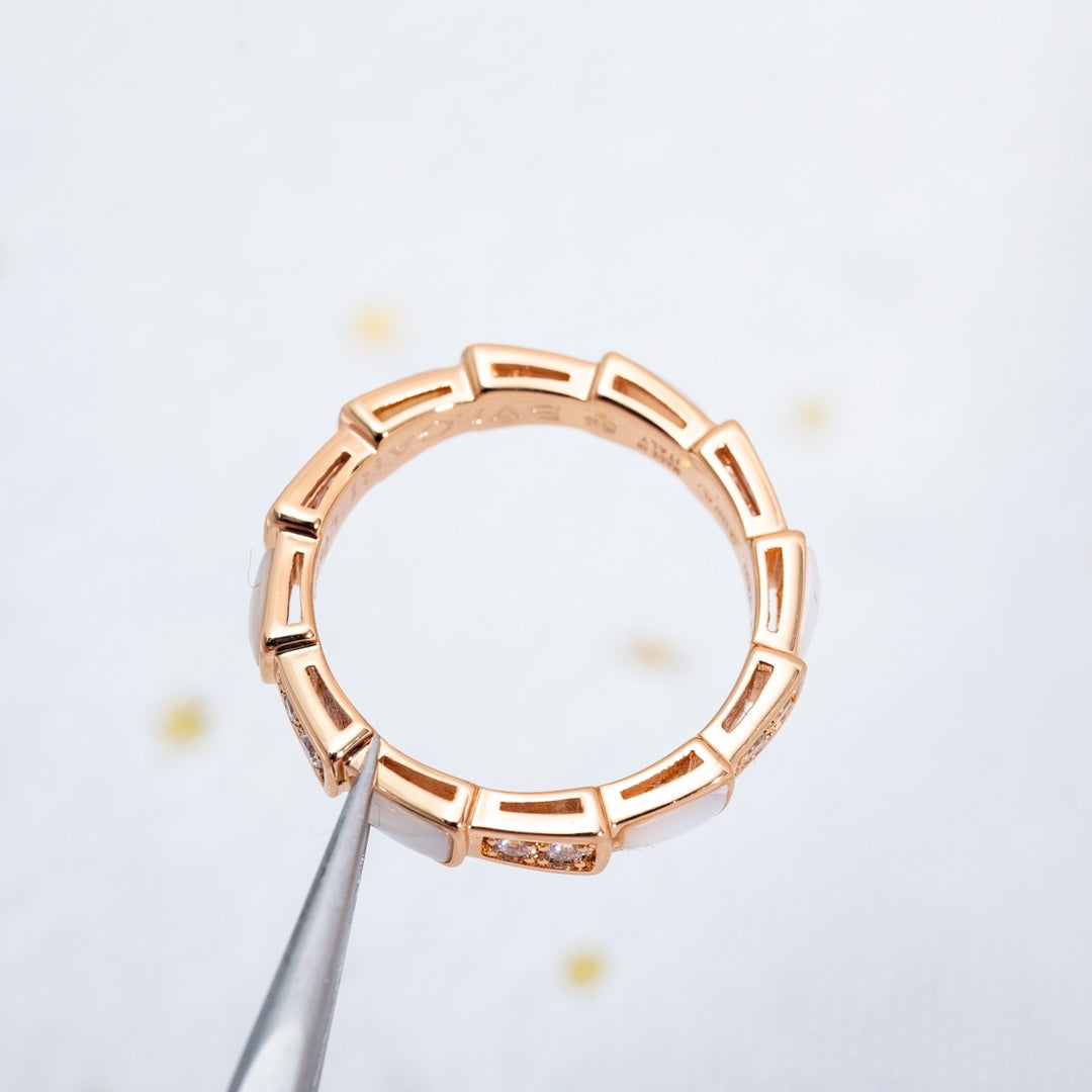 [baslovejewels]SERPENTI RING PINK GOLD DIAMOND MOP 3MM