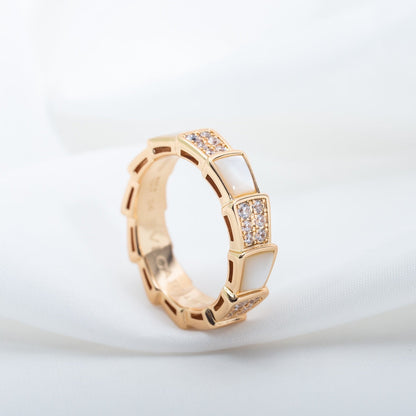 [baslovejewels]SERPENTI RING PINK GOLD MOP DIAMOND PAVED 4MM