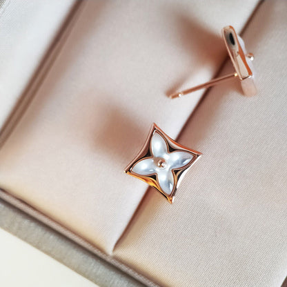 [baslovejewels]STAR MOP PINK GOLD EARRINGS