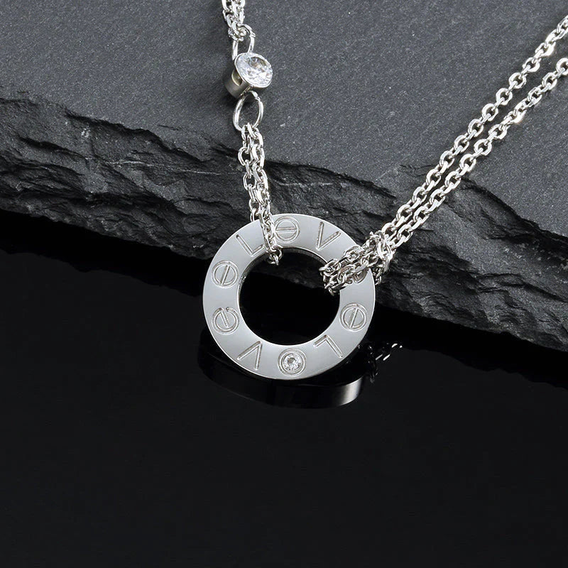 [baslovejewels]LOVE NECKLACE 16MM 2 DIAMONDS