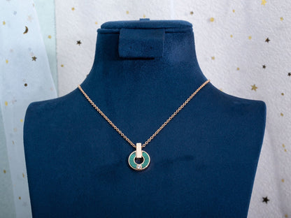 [baslovejewels]GARI NECKLACE PINK GOLD MALACHITE