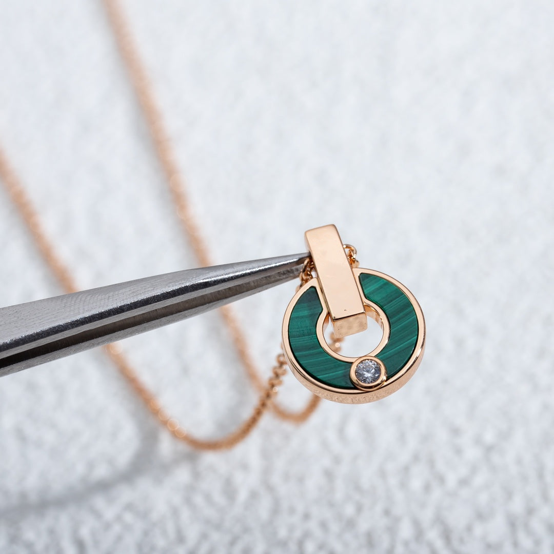[baslovejewels]GARI NECKLACE PINK GOLD MALACHITE