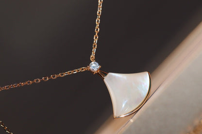 [baslovejewels]DREAM NECKLACE WHITE MOP PINK GOLD 1 DIAMOND