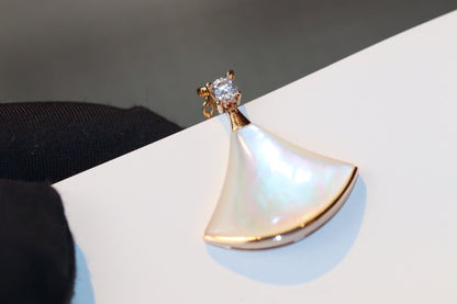 [baslovejewels]DREAM NECKLACE WHITE MOP PINK GOLD 1 DIAMOND