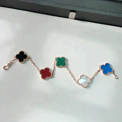 [baslovejewels]CLOVER 5 MOTIFS MULTICOLOR  BRACELET