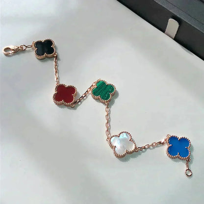 [baslovejewels]CLOVER 5 MOTIFS MULTICOLOR  BRACELET