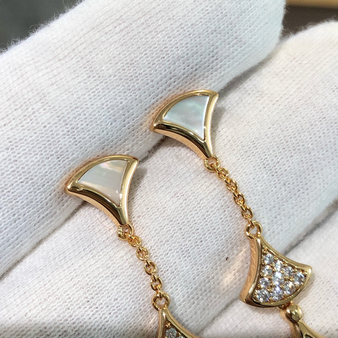 [baslovejewels]DREAM EARRINGS 3 MOTIFS DIAMOND MOP PINK GOLD