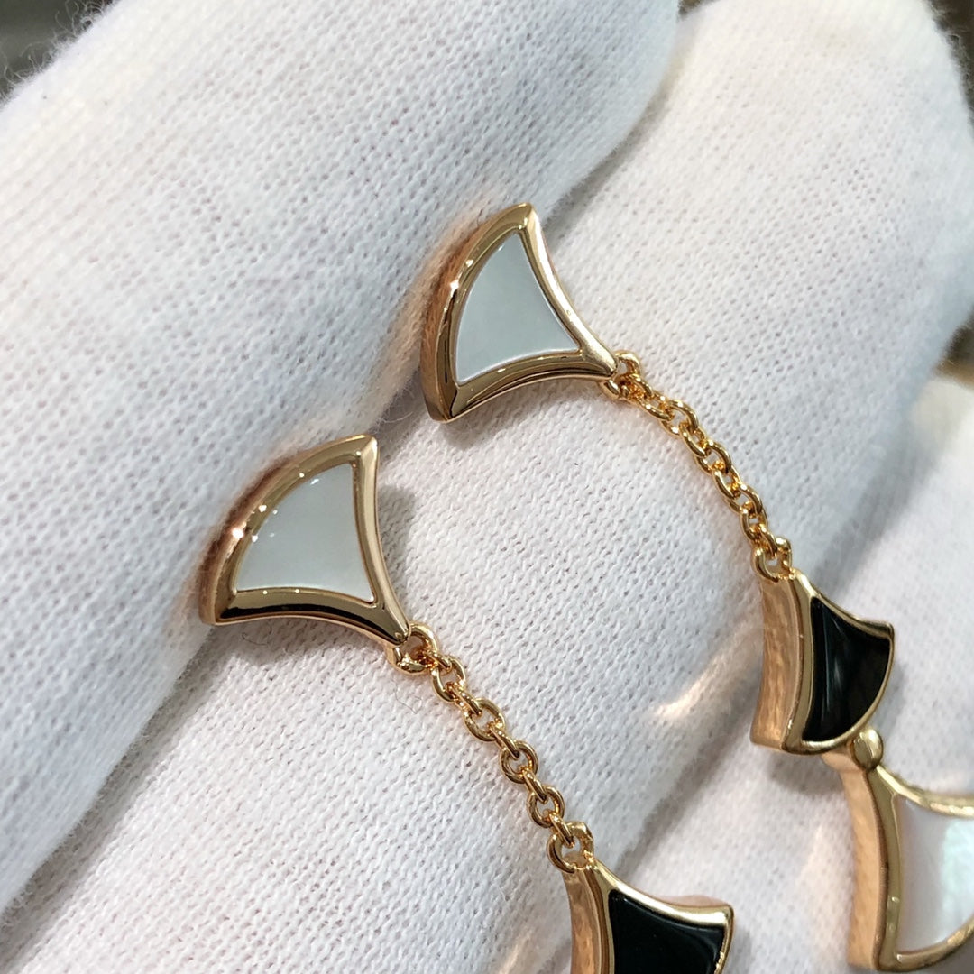 [baslovejewels]DREAM EARRINGS 3 MOTIFS ONYX MOP PINK GOLD