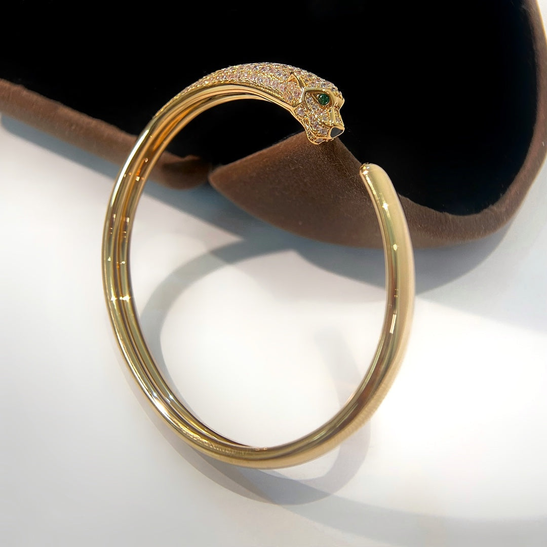 [baslovejewels]PANTHERE GOLD DIAMOND OPEN BRACELET