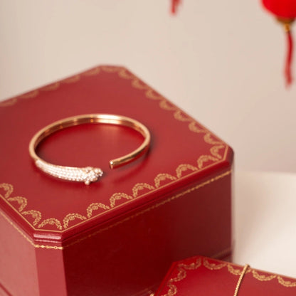 [baslovejewels]PANTHERE ROSE GOLD DIAMOND OPEN BRACELET