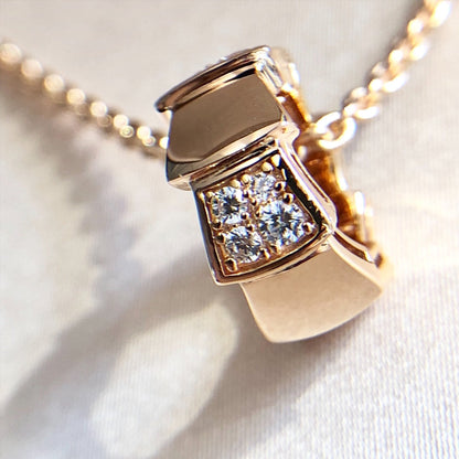 [baslovejewels]SERPENTI PEDANT DIAMOND PINK GOLD NECKLACE