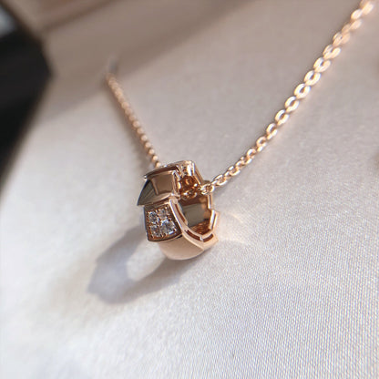 [baslovejewels]SERPENTI PEDANT DIAMOND PINK GOLD NECKLACE