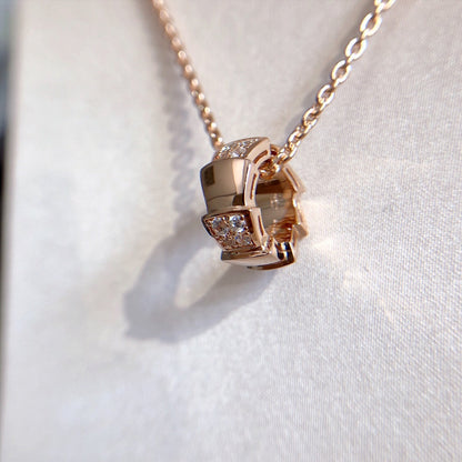 [baslovejewels]SERPENTI PEDANT DIAMOND PINK GOLD NECKLACE