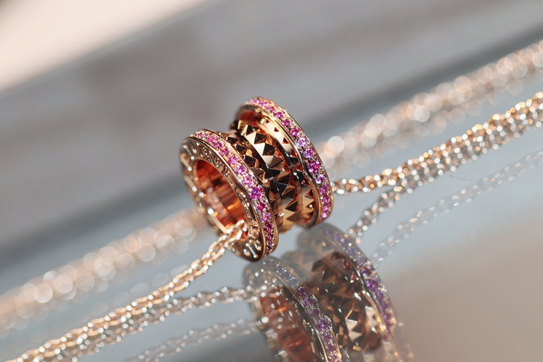 [baslovejewels]ZERO 1 ROCK PINK GOLD PINK DIAMOND NECKLACE