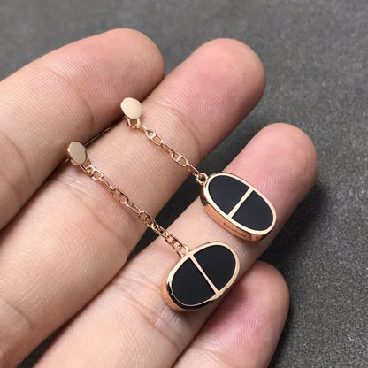 [baslovejewels]CHAINE VERSO BLACK CERAMIC SILVER EARRINGS