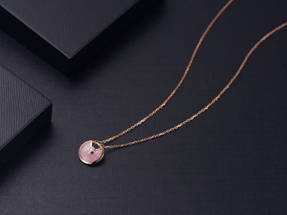 [baslovejewels]AMULETTE ROSE GOLD PINK MOP NECKLACE