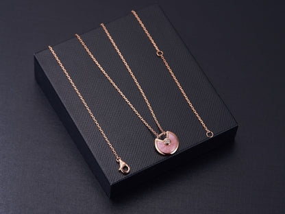[baslovejewels]AMULETTE ROSE GOLD PINK MOP NECKLACE