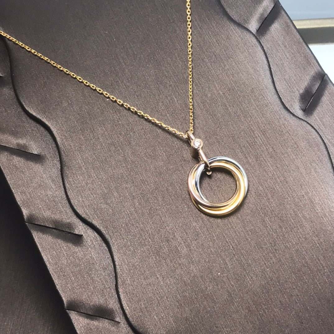 [baslovejewels]TRINITY SILVER GOLD PINK GOLD NECKLACE