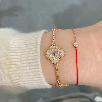 [baslovejewels]CLOVER 5 MOTIFS  FULL DIAMOND BRACELET