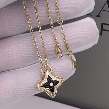 [baslovejewels]STAR PEDANT PINK GOLD DIAMOND NECKLACE