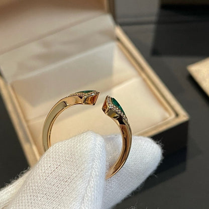 [baslovejewels]DREAM MALACHITE DIAMOND OPEN RING