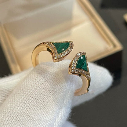 [baslovejewels]DREAM MALACHITE DIAMOND OPEN RING