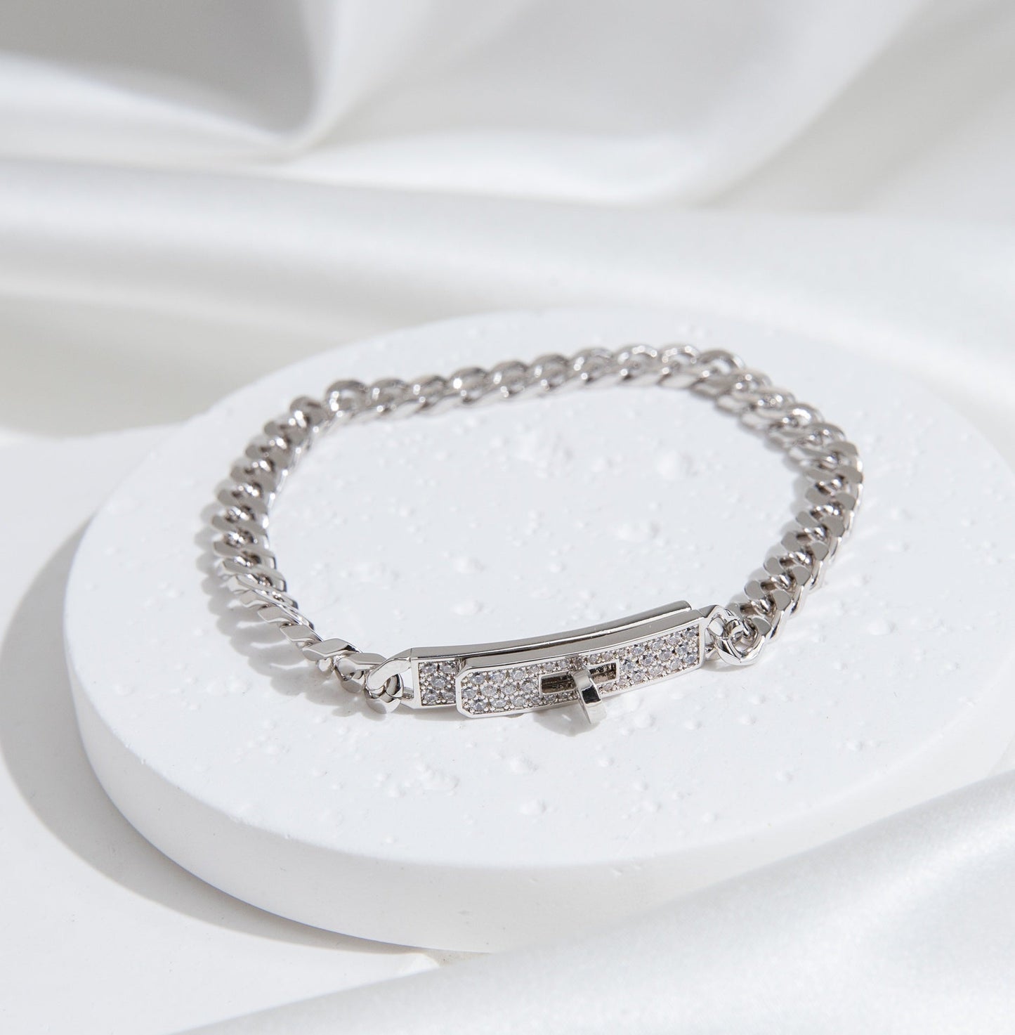 [baslovejewels]KELLY CHAIN SILVER DIAMOND BRACELET