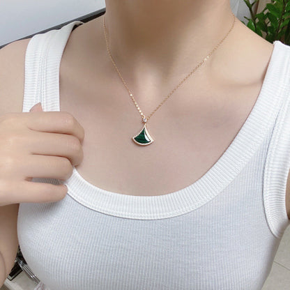 [baslovejewels]DREAM MALACHITE DIAMOND PAVED PINK GOLD NECKLACE