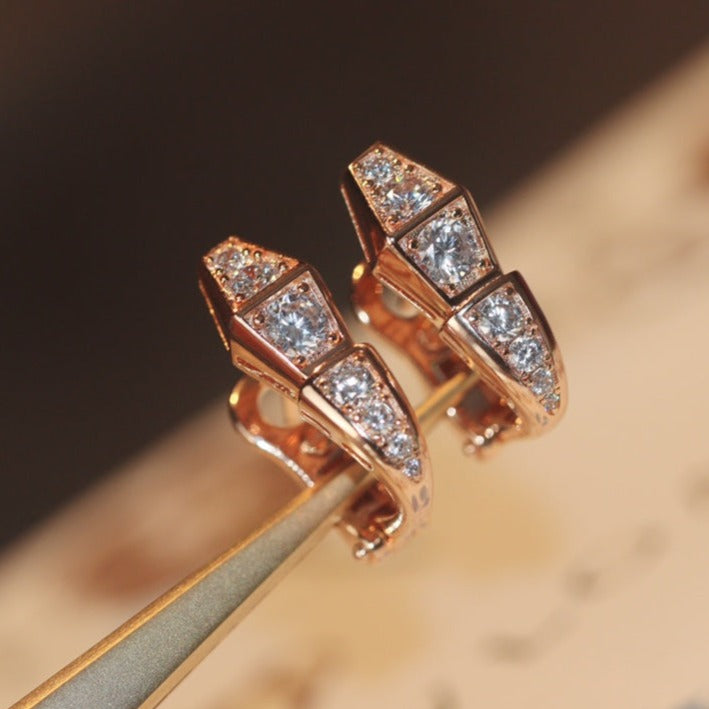 [baslovejewels]SERPENT PINK GOLD DIAMOND EARRINGS