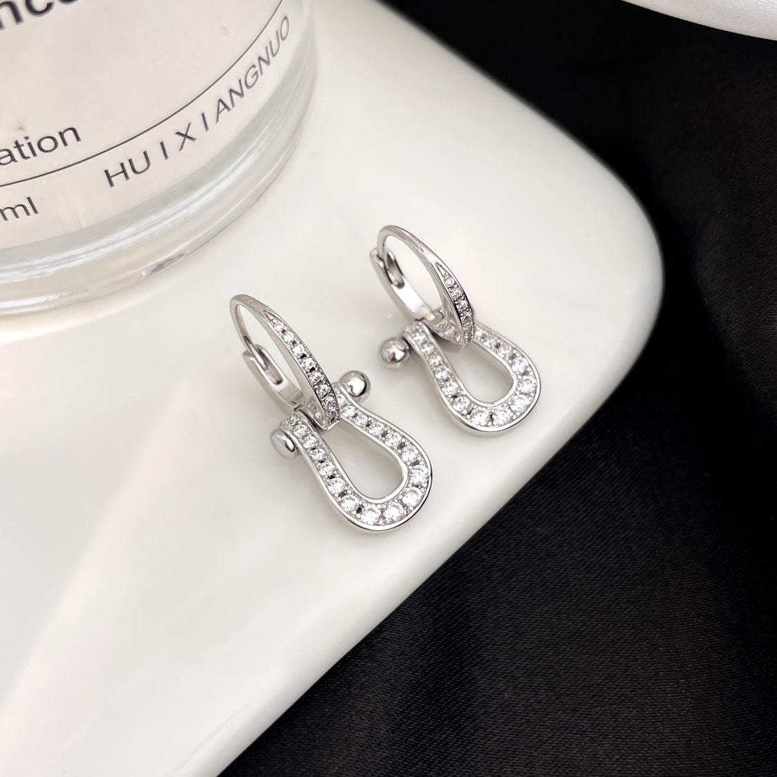[baslovejewels]FORCE 10 FULL DIAMOND DROP EARRINGS MEDIUM MODEL