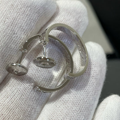 [baslovejewels]LOVE DIAMOND SILVER HOOP EARRINGS