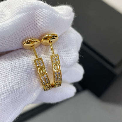 [baslovejewels]LOVE DIAMOND GOLD HOOP EARRINGS