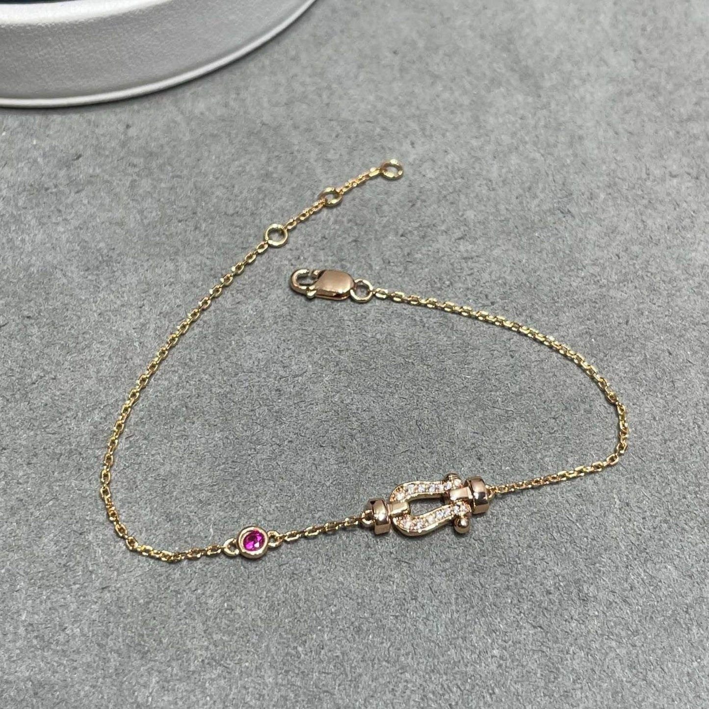 [baslovejewels]FORCE 10 DIAMOND CHAIN LINK PINK GOLD BRACELET